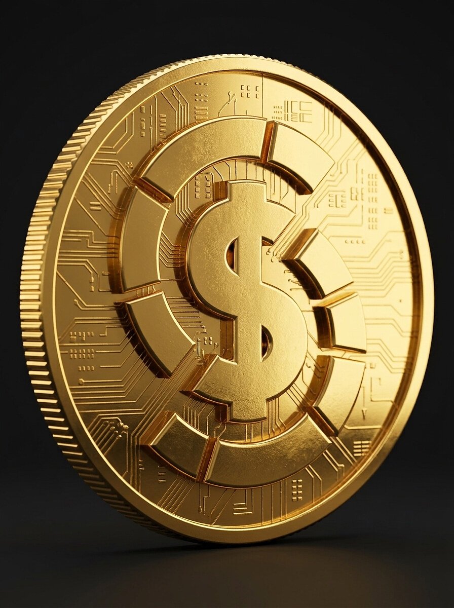 Ícone de moeda dourada girando representando o cadastro na Monetizze